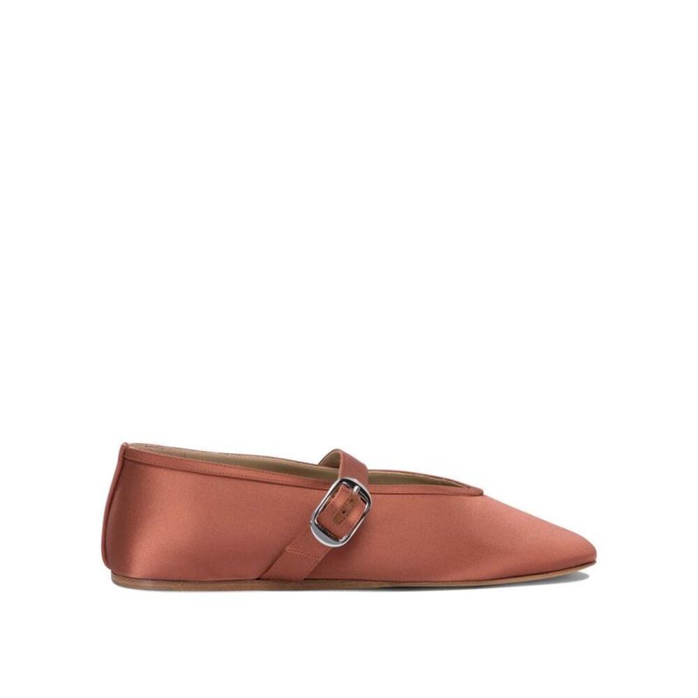 LE MONDE BERYL Women's Satin Ballerina Flats with Buckle Strap Women RED